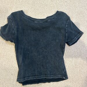 Forever 21 Charcoal Ribbed Short Sleeve Tee